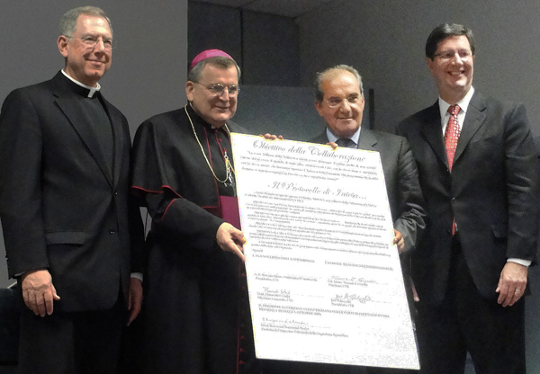 Collaboration signing ceremony at St. Pio's Casa Hospital in Italy