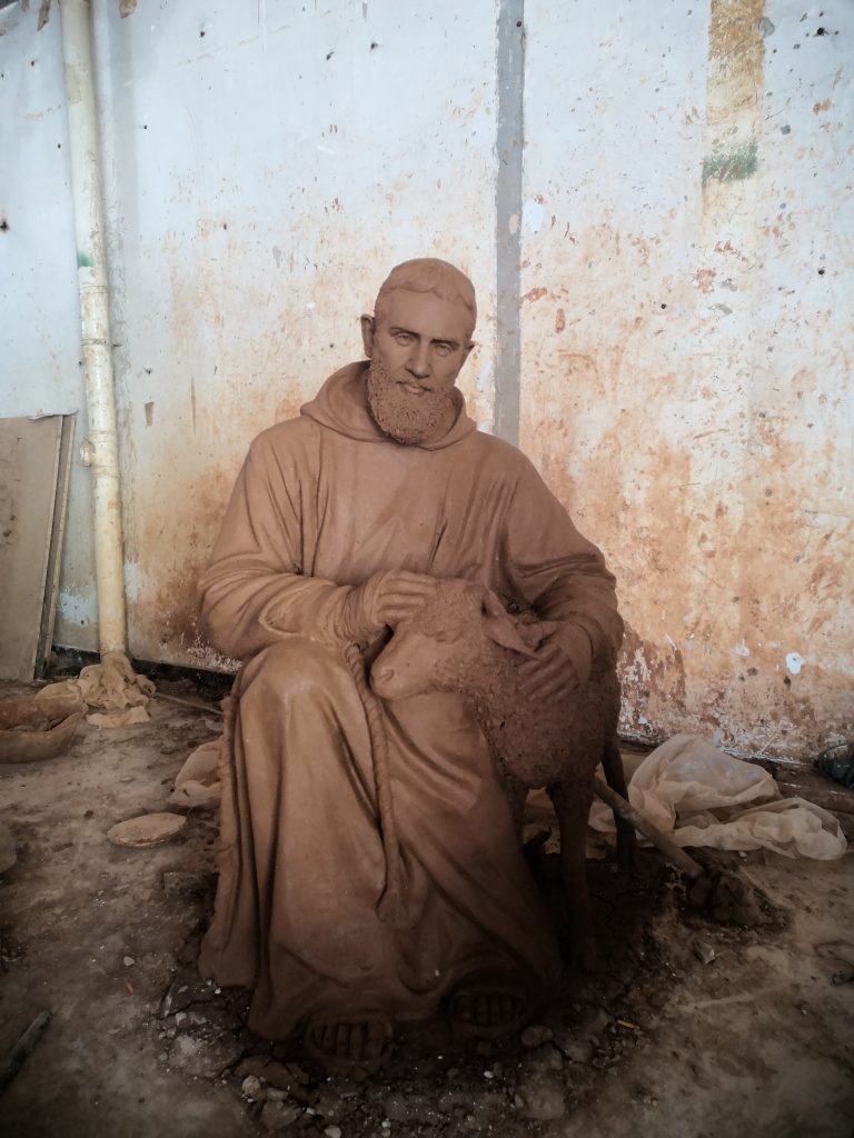 Young St Pio Statue before casting