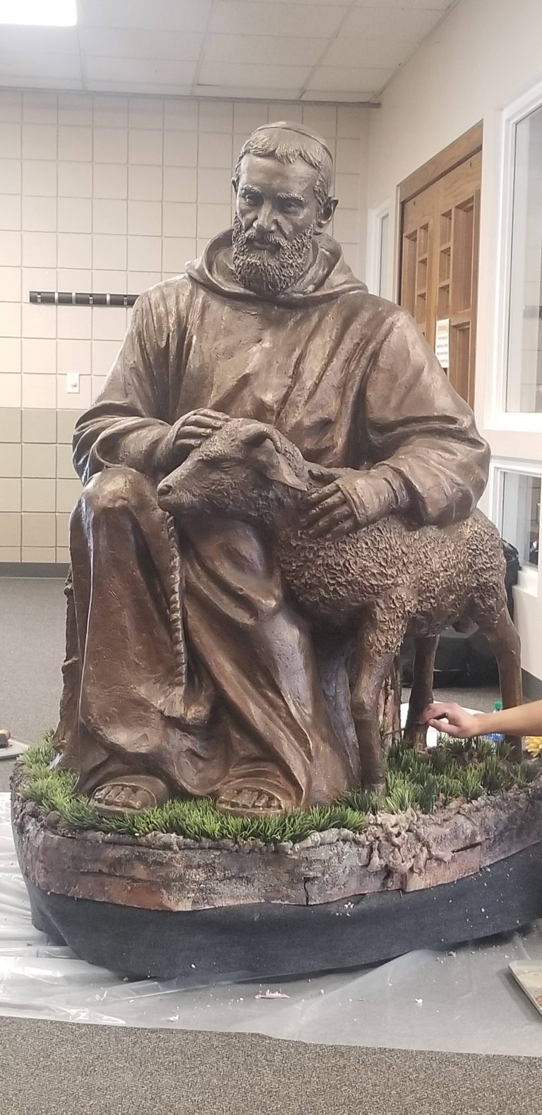 St Padre Pio Statue with decorative mobile base