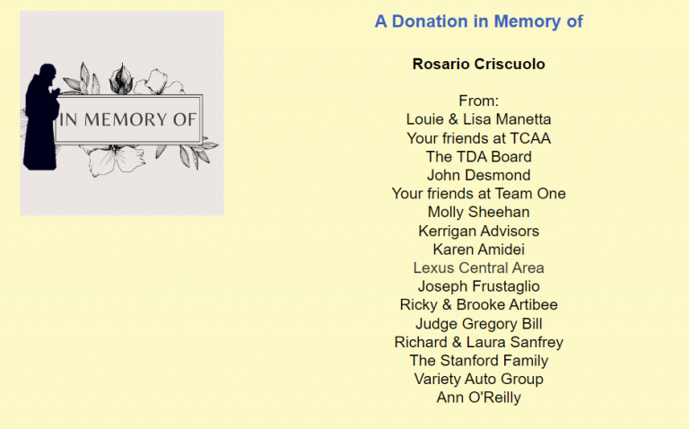 Rosario Criscuolo Memorial donations